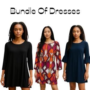 Dress Bundle Of 3 Size L Boho Cottage Y2K Floral Long Sleeve Feminine E